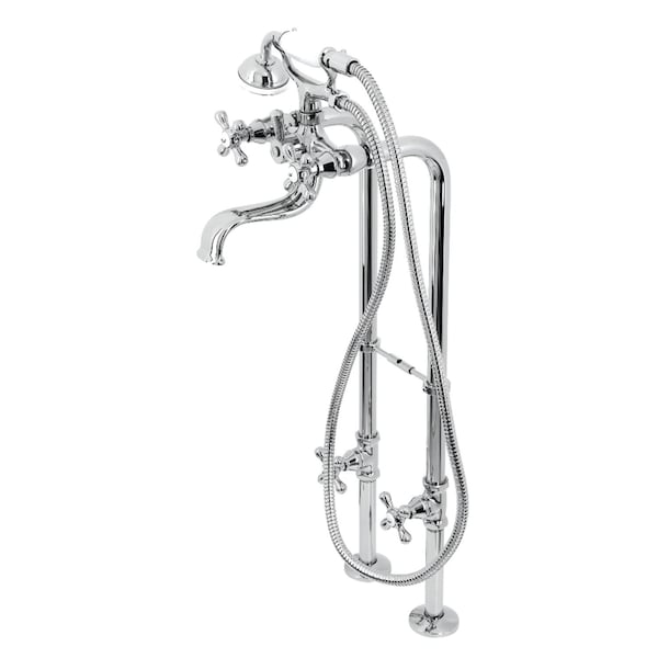 Kingston Brass CCK226K1 Freestanding Clawfoot Tub Faucet Package with Supply Line, Polished Chrome CCK226K1 - main